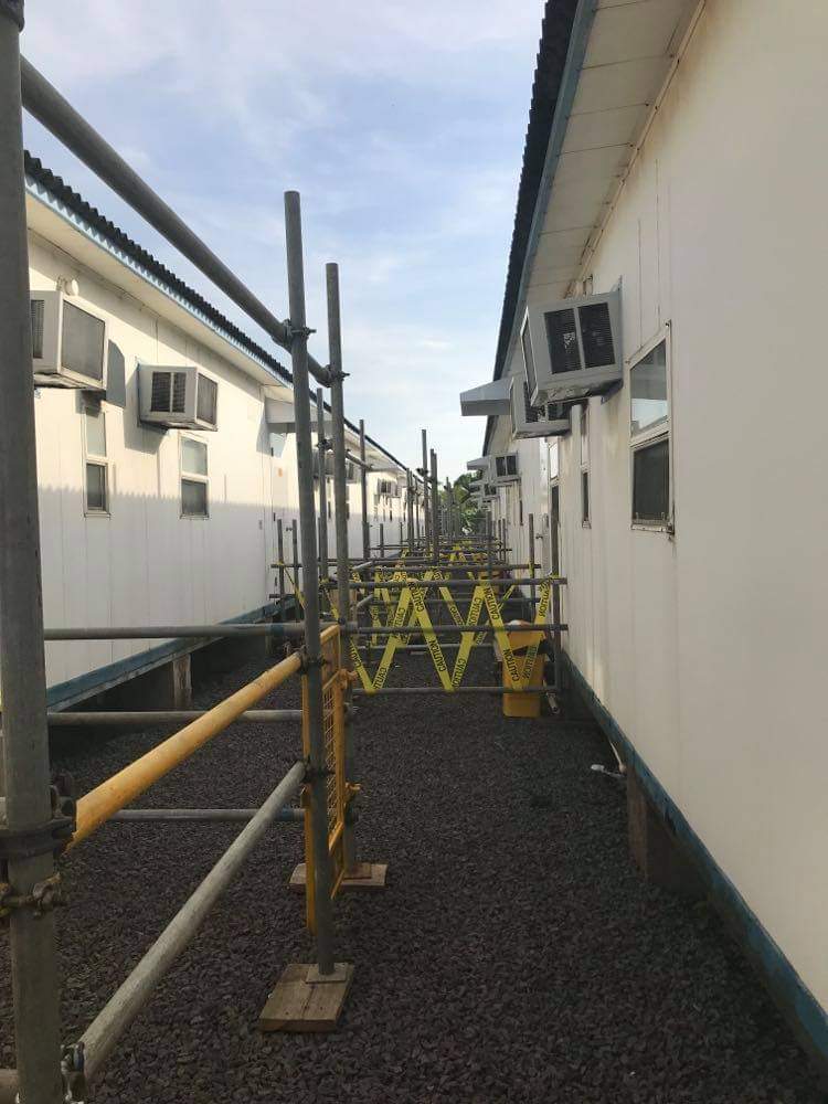 The exercise yard of the Punta Europa quarantine facilities in Equatorial Guinea